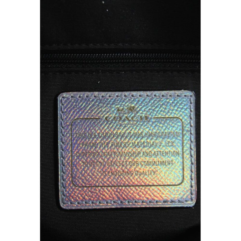 Coach Womens Leather Metallic Top Handle Tote Handbag Silver - Picture 11 of 11